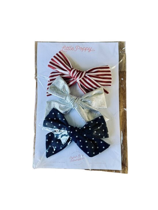 Little Poppy Co Other - LITTLE POPPY CO Lauren 4" Bow Clip Set Americana July 4th NEW Hair Bows NWT